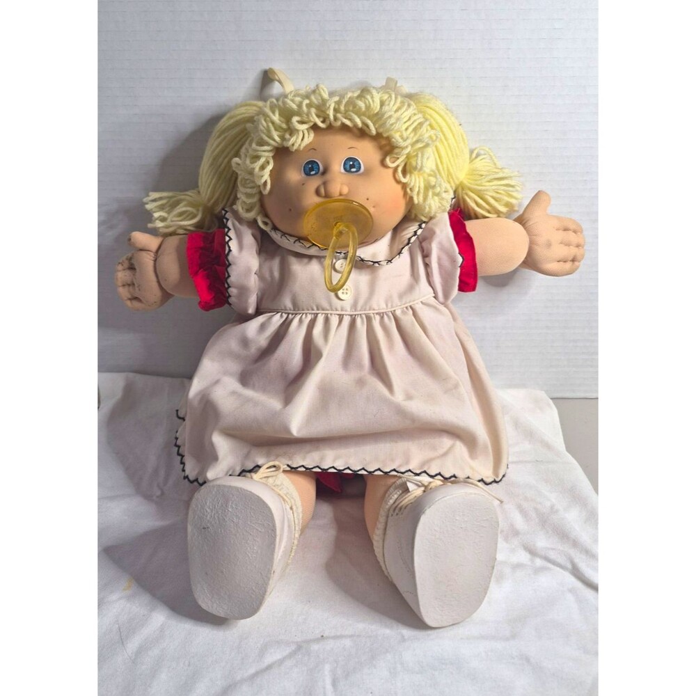 Cabbage Patch Kids 16in Blonde Curly Hair Blue Eyes Soft Body Doll w/ Papers